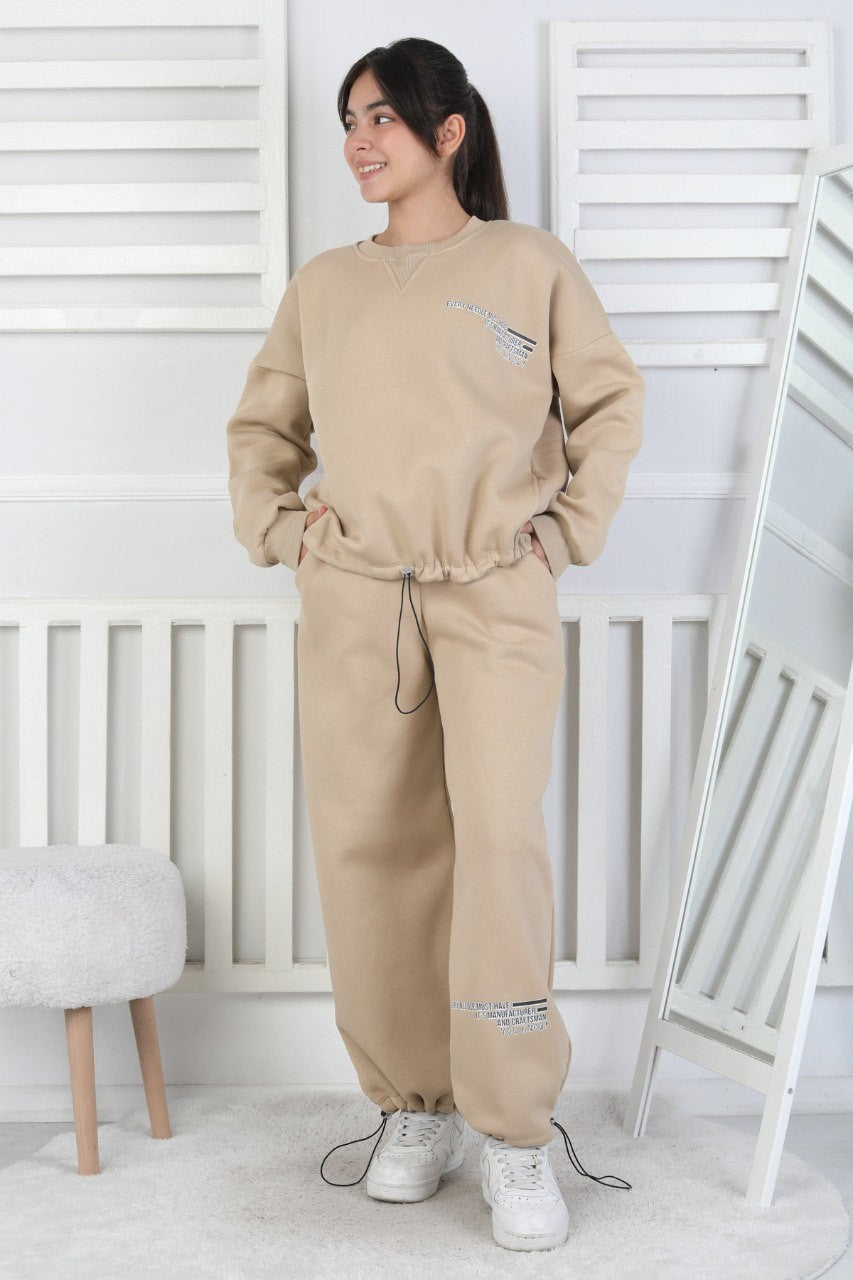 Şardonlu 3 İplik Lastikli Baskılı Kız Çocuk Takım