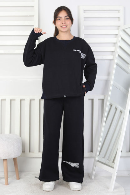 Şardonlu 3 İplik Lastikli Baskılı Kız Çocuk Takım