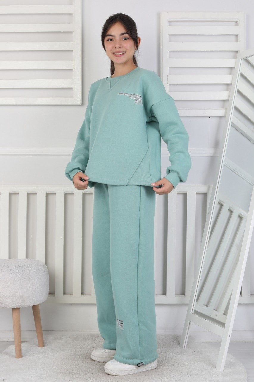 Şardonlu 3 İplik Lastikli Baskılı Kız Çocuk Takım