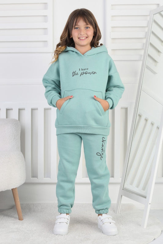 Şardonlu 3 İplik Baskılı Kız Çocuk Takım