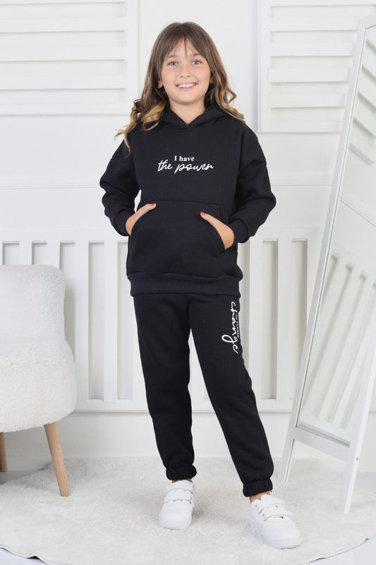 Şardonlu 3 İplik Baskılı Kız Çocuk Takım