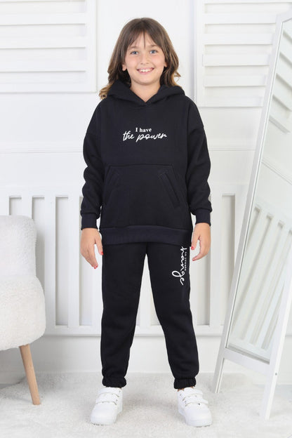 Şardonlu 3 İplik Baskılı Kız Çocuk Takım