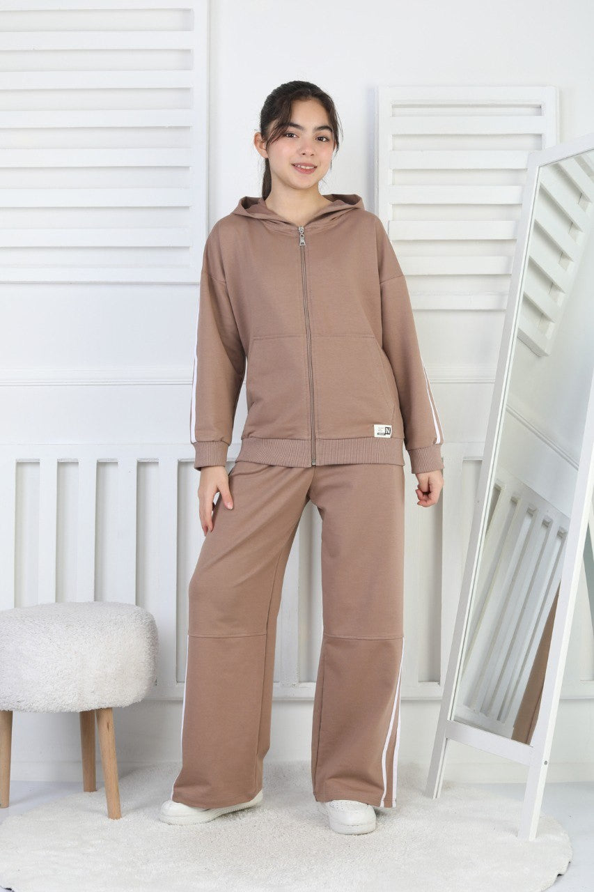 İki İplik Çizgili Kız Çocuk Takım