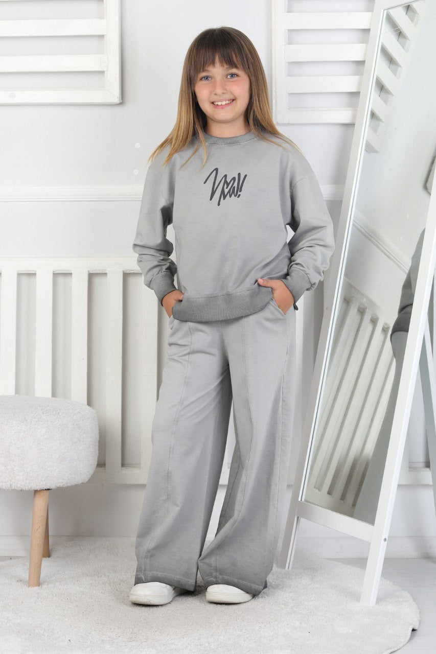 İki İplik Yıkamalı Baskılı Kız Çocuk Takım