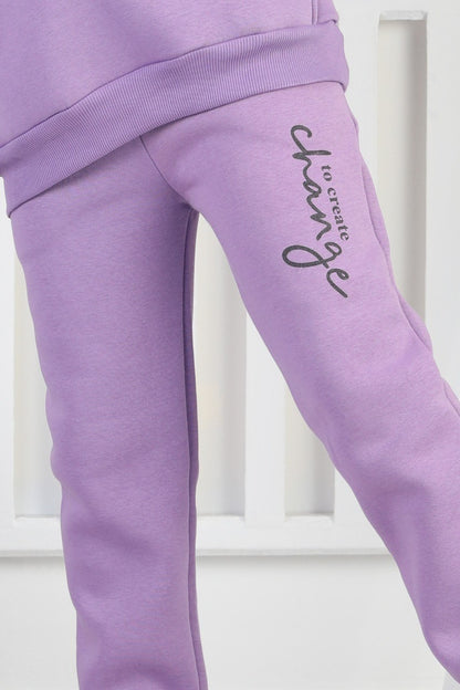 Şardonlu 3 İplik Baskılı Kız Çocuk Takım