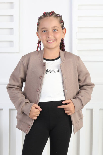 Şardonlu 3 İplik Çıtçıtlı Kız Çocuk Sweatshirt