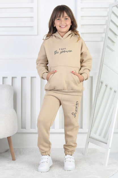 Şardonlu 3 İplik Baskılı Kız Çocuk Takım