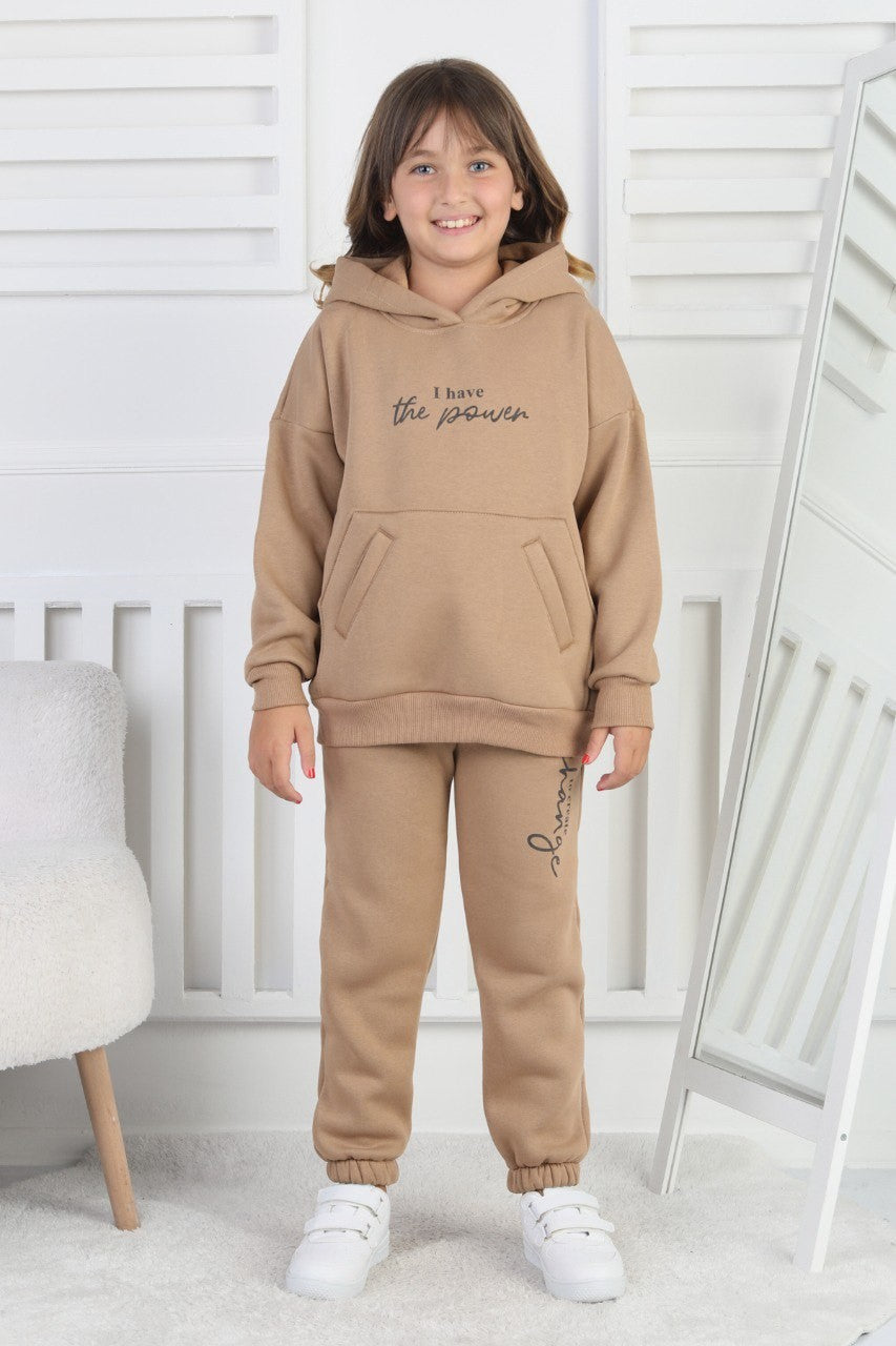 Şardonlu 3 İplik Baskılı Kız Çocuk Takım