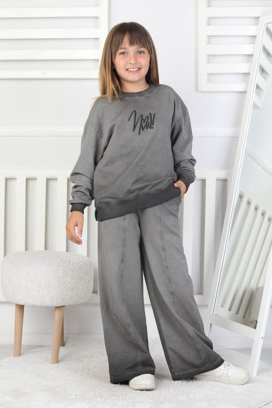 İki İplik Yıkamalı Baskılı Kız Çocuk Takım