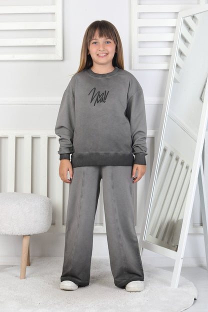 İki İplik Yıkamalı Baskılı Kız Çocuk Takım