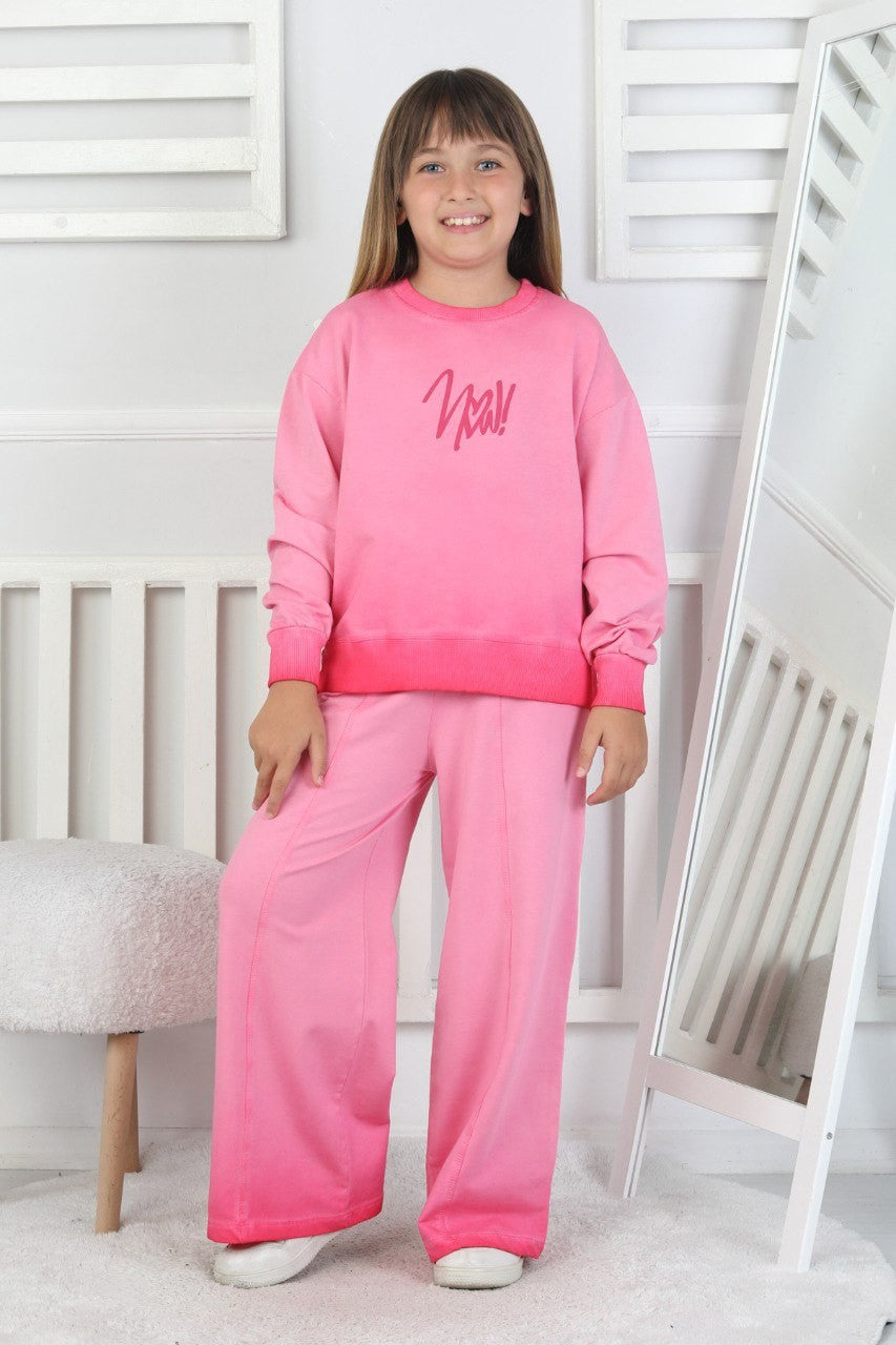 İki İplik Yıkamalı Baskılı Kız Çocuk Takım