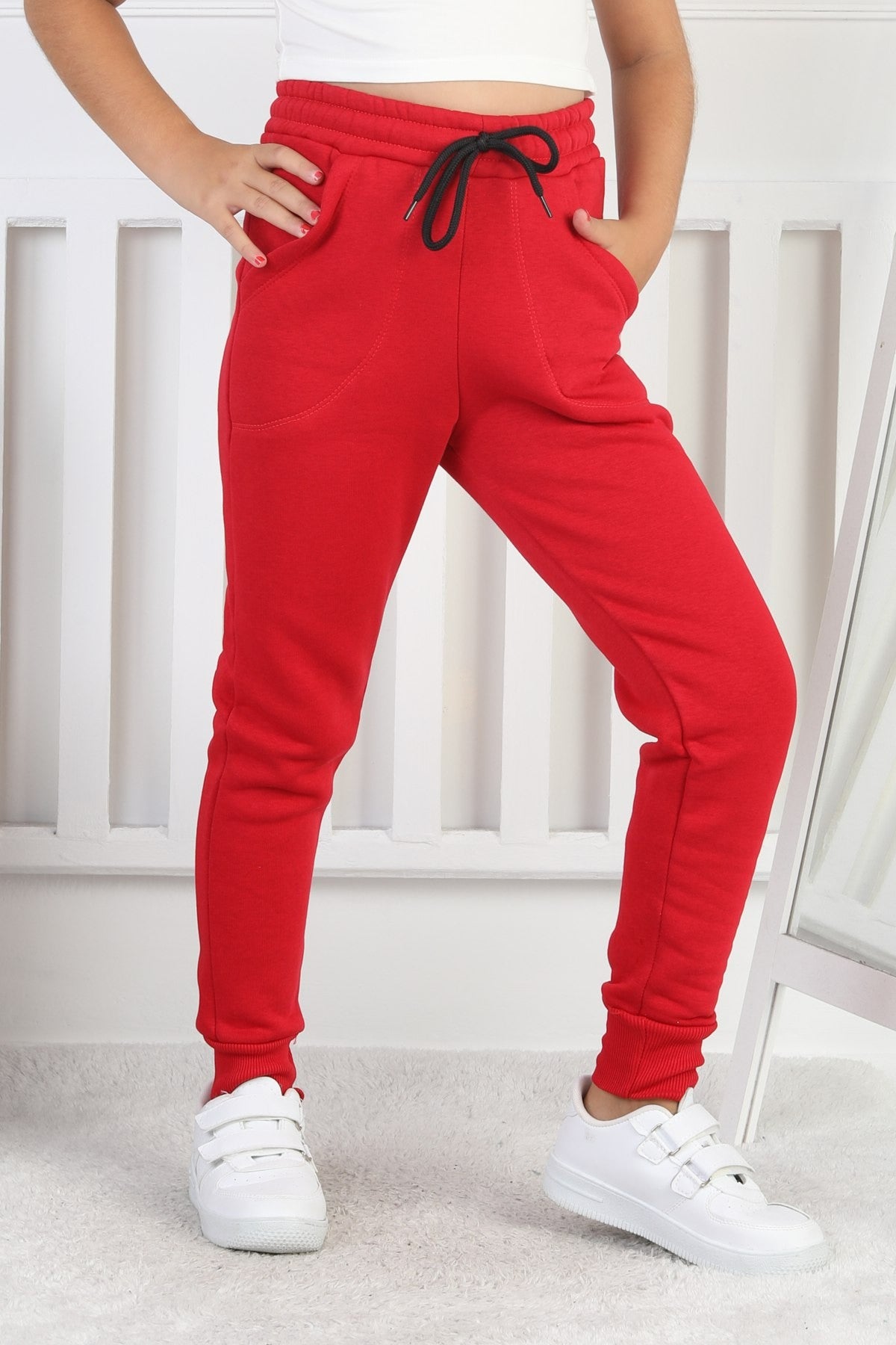 Şardonlu 3 İplik Düz Kız Çocuk Eşofman Altı