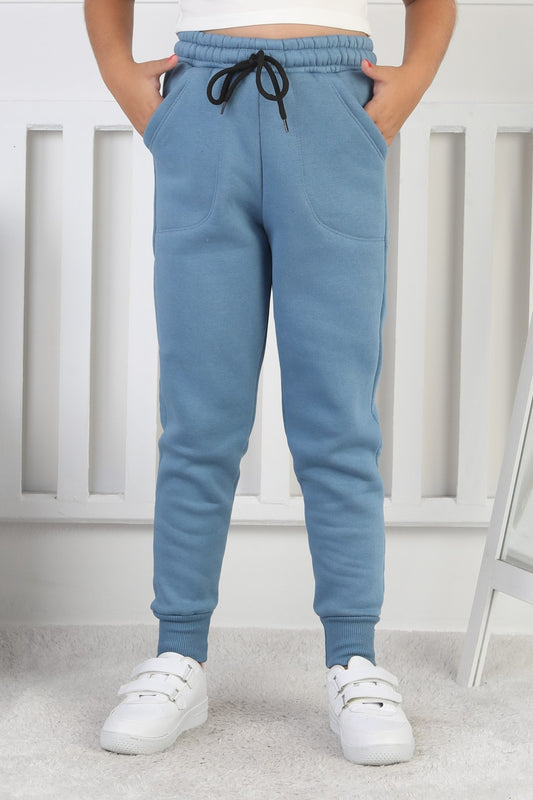 Şardonlu 3 İplik Düz Kız Çocuk Eşofman Altı