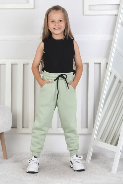 Şardonlu 3 İplik Düz Kız Çocuk Eşofman Altı