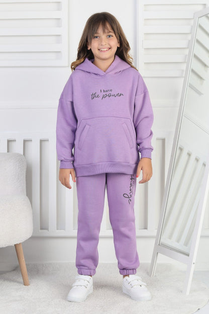 Şardonlu 3 İplik Baskılı Kız Çocuk Takım