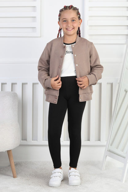 Şardonlu 3 İplik Çıtçıtlı Kız Çocuk Sweatshirt