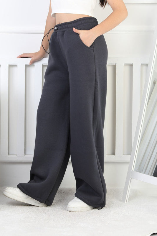 Şardonlu 3 İplik Paça Sıkmalı Kız Çocuk Antrasit Eşofman Altı