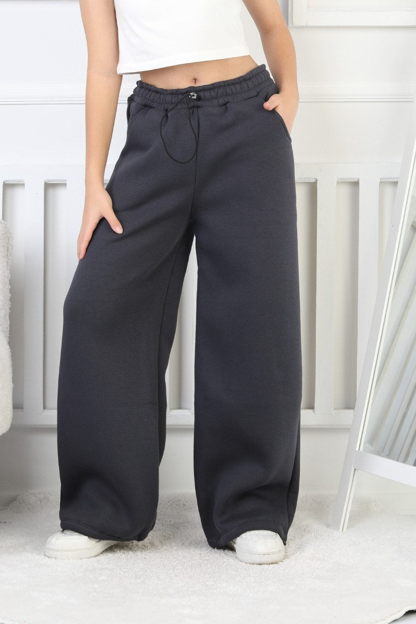 Şardonlu 3 İplik Paça Sıkmalı Kız Çocuk Eşofman Altı