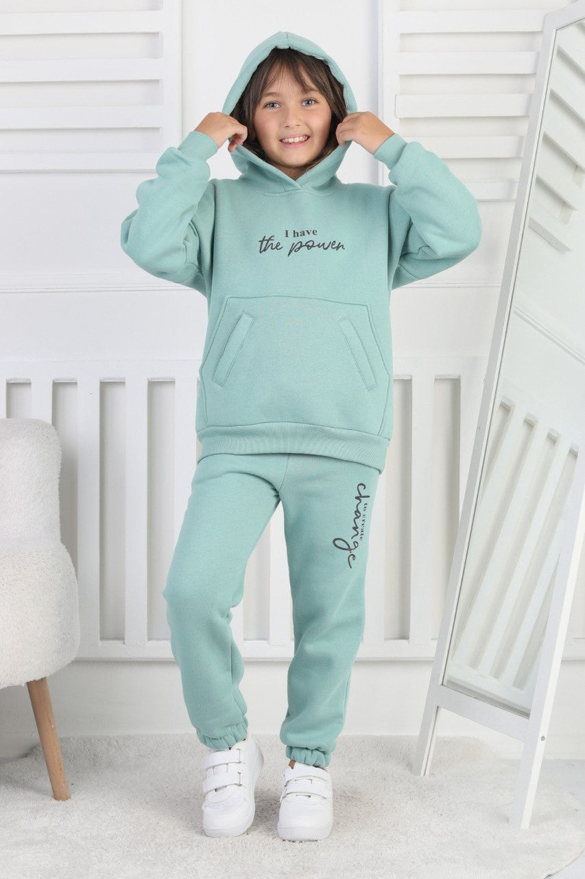 Şardonlu 3 İplik Baskılı Kız Çocuk Takım