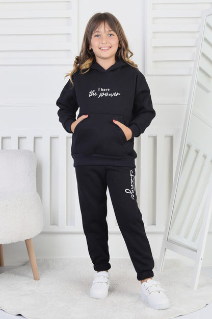 Şardonlu 3 İplik Baskılı Kız Çocuk Takım