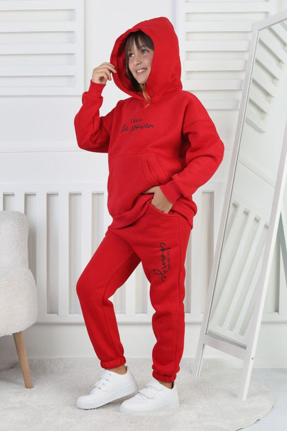 Şardonlu 3 İplik Baskılı Kız Çocuk Takım