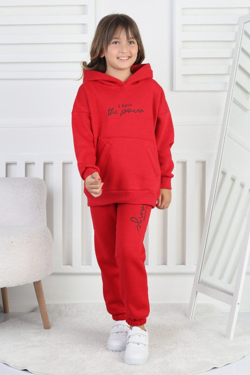 Şardonlu 3 İplik Baskılı Kız Çocuk Takım