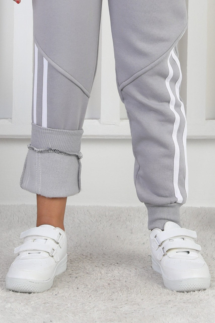 Üç İplik Şardonlu Dar Paça Kız Çocuk Eşofman Altı