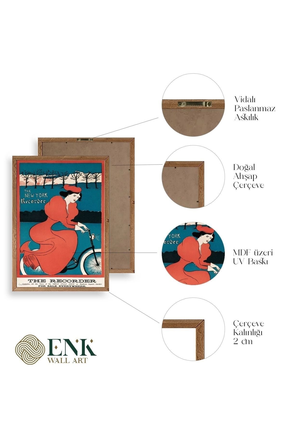 The New York Recorder Ahşap Çerçeveli Tablo 50 x 70