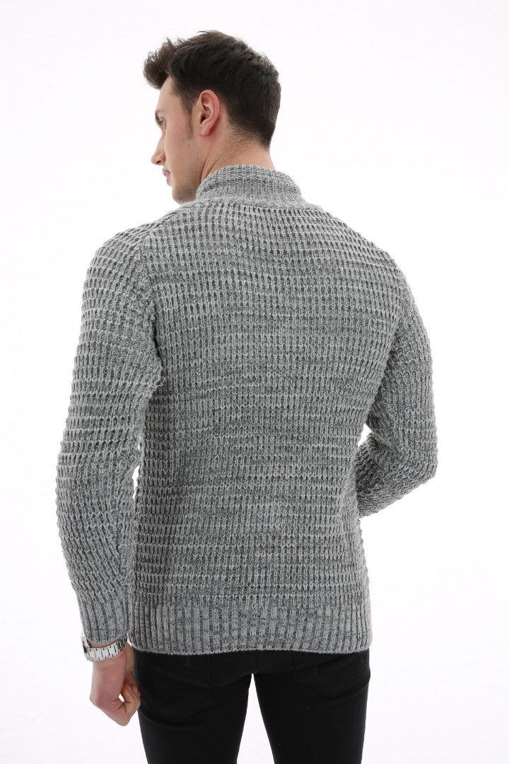 Degaje Yaka Füme Kalın Kışlık Günlük Triko Kazak