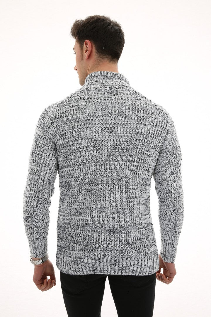 Degaje Yaka Gri Kalın Kışlık Günlük Triko Kazak