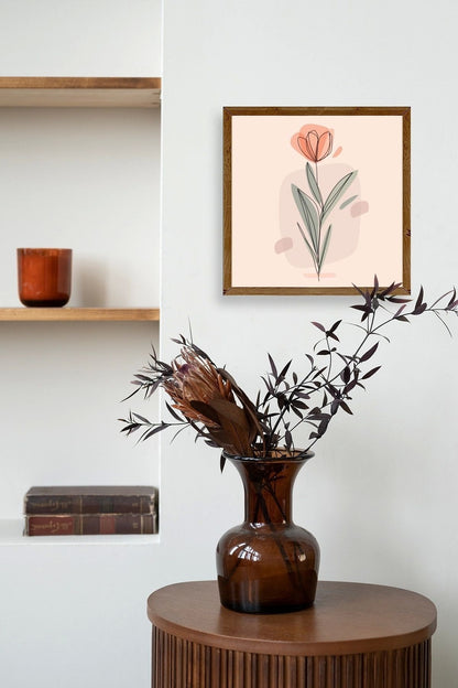 Çiçek Ahşap Çerçeveli Tablo 42 x 42