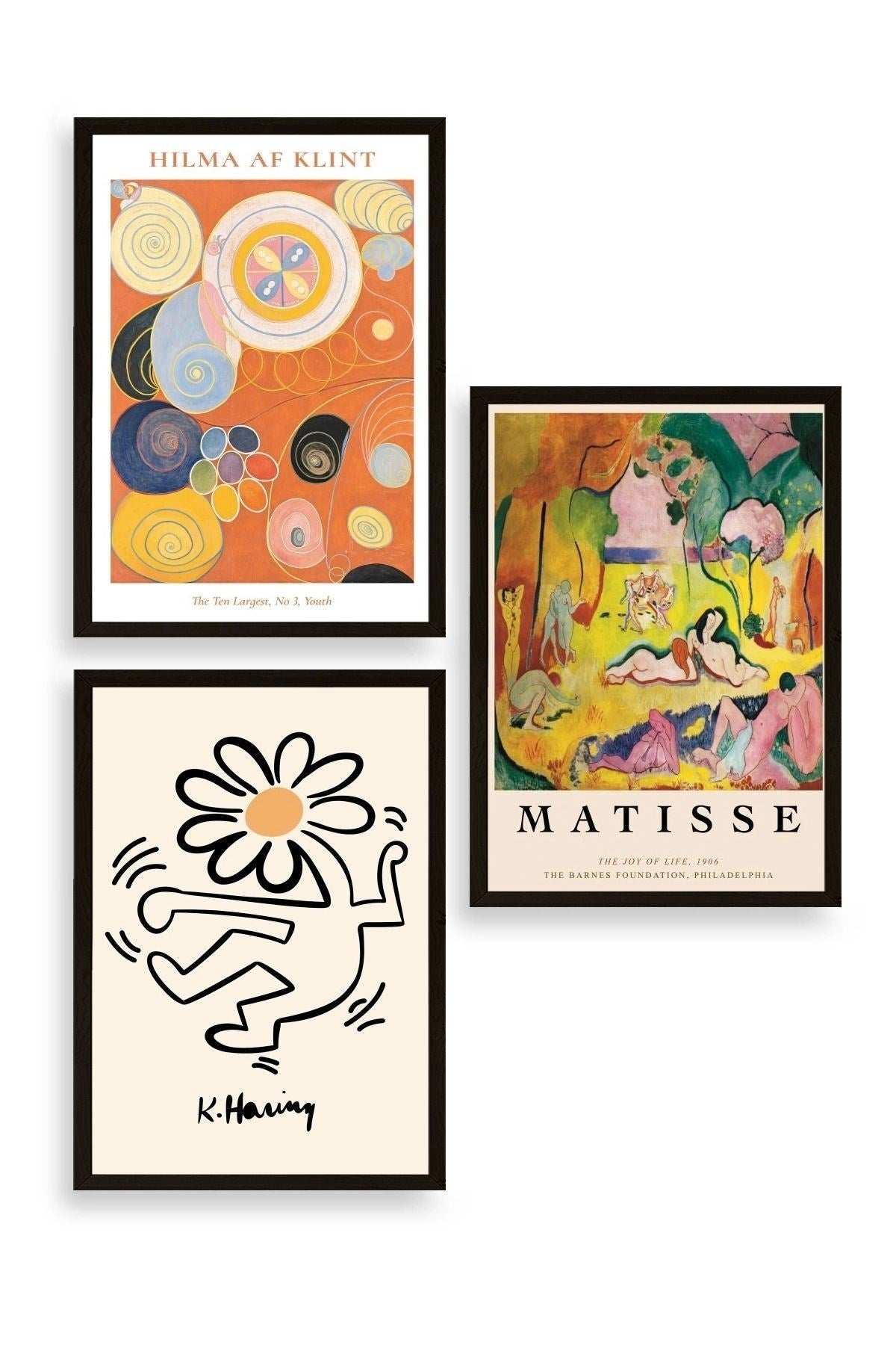 Ünlü Tablolar Üçlü Ahşap Çerçeveli Tablo 40 x 60