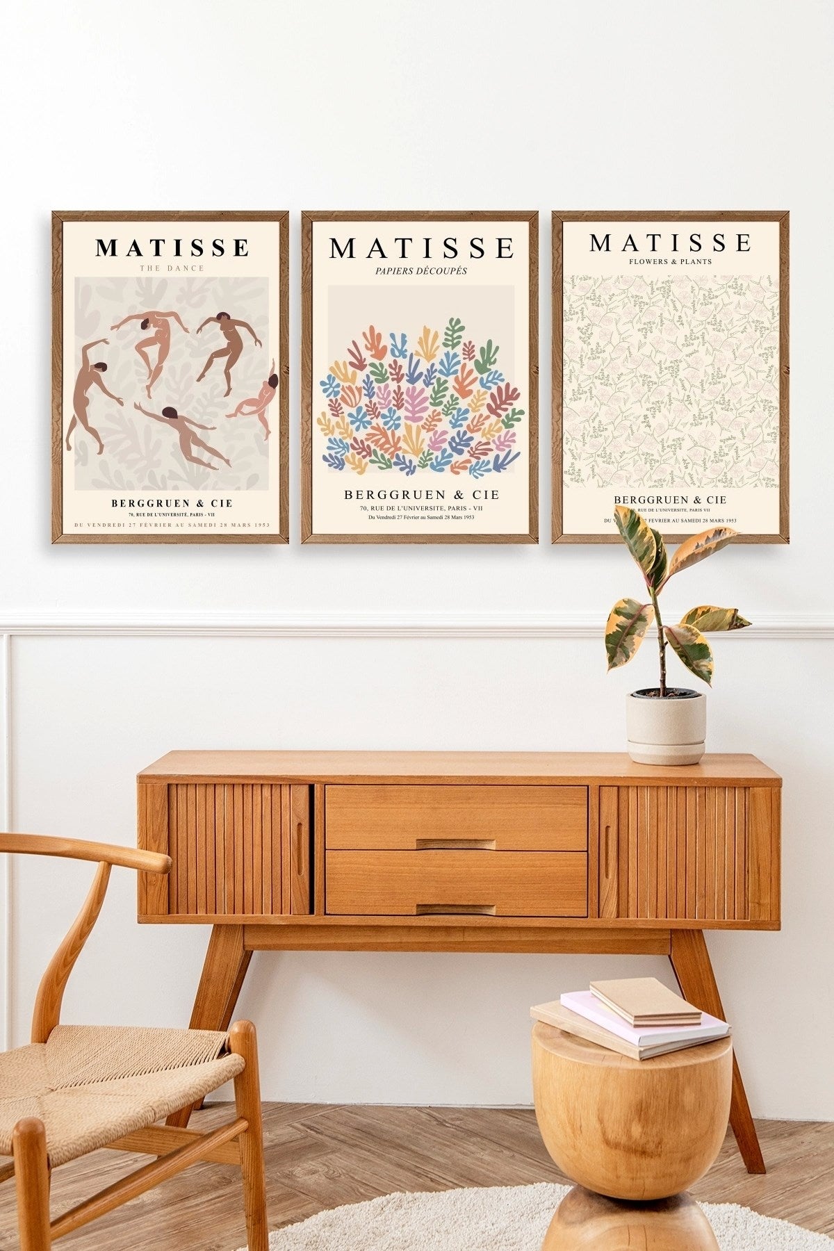 Matisse Üçlü Ahşap Çerçeveli Tablo 30 x 40