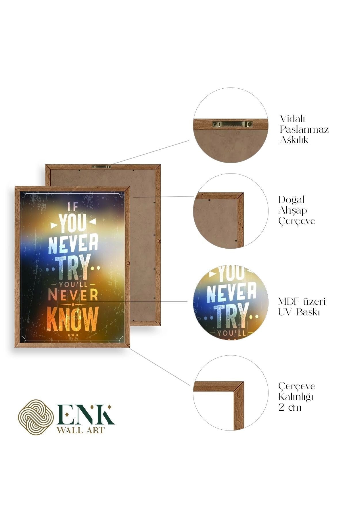 Motto Ahşap Çerçeveli Tablo 17 x 23