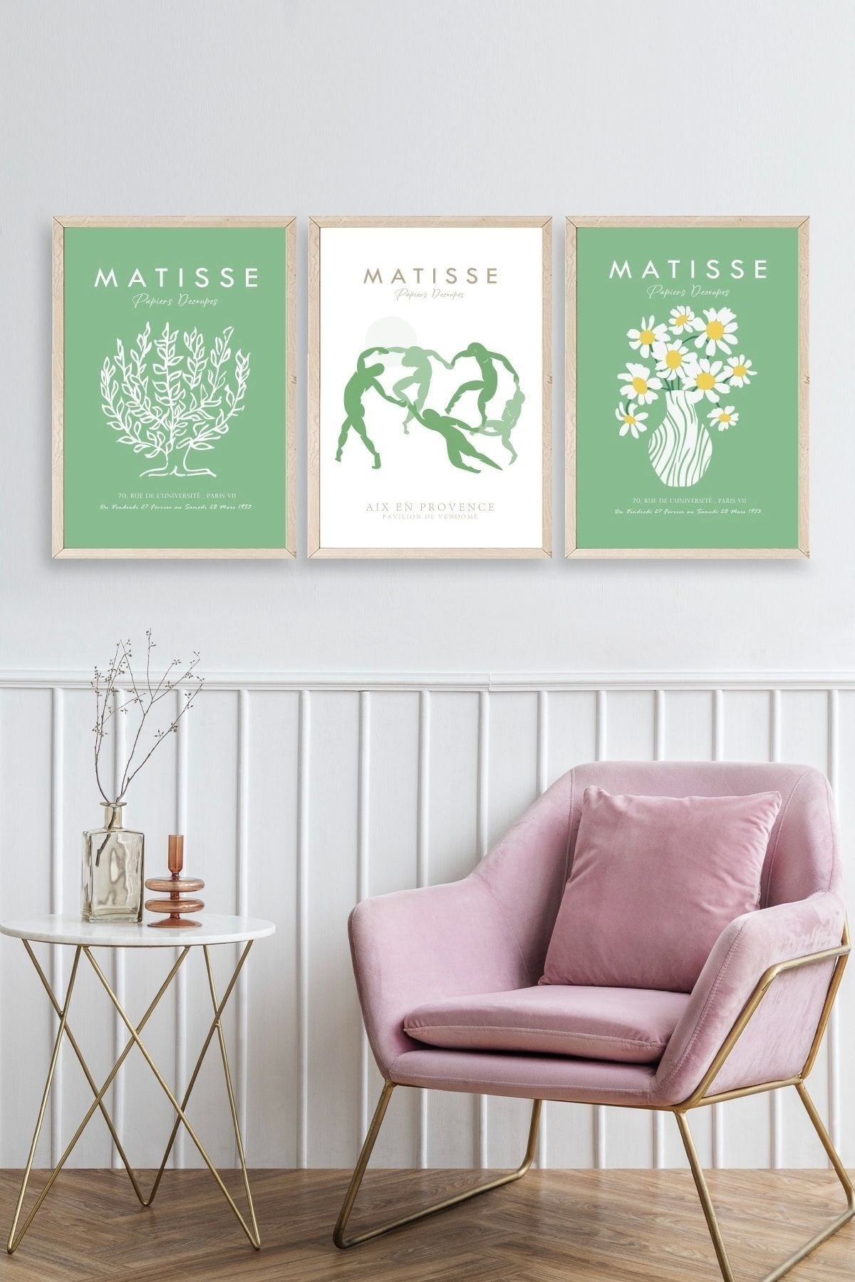 Matisse Üçlü Ahşap Çerçeveli Tablo 40 x 60