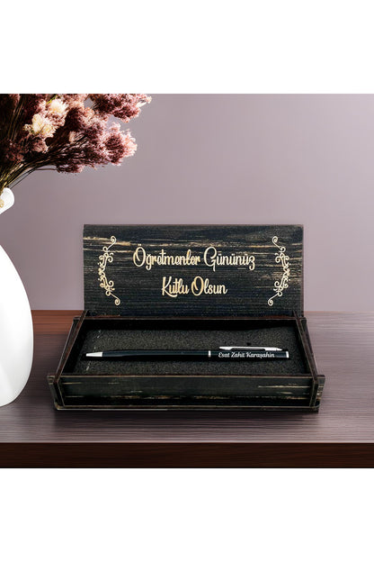 Öğretmenler Günü Kişiye Özel Kalem ve Ahşap Kutu