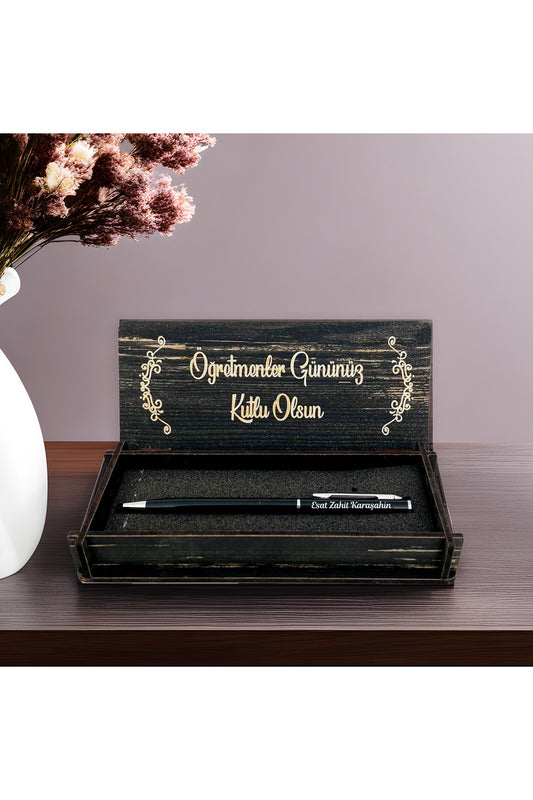 Öğretmenler Günü Kişiye Özel Kalem ve Ahşap Kutu