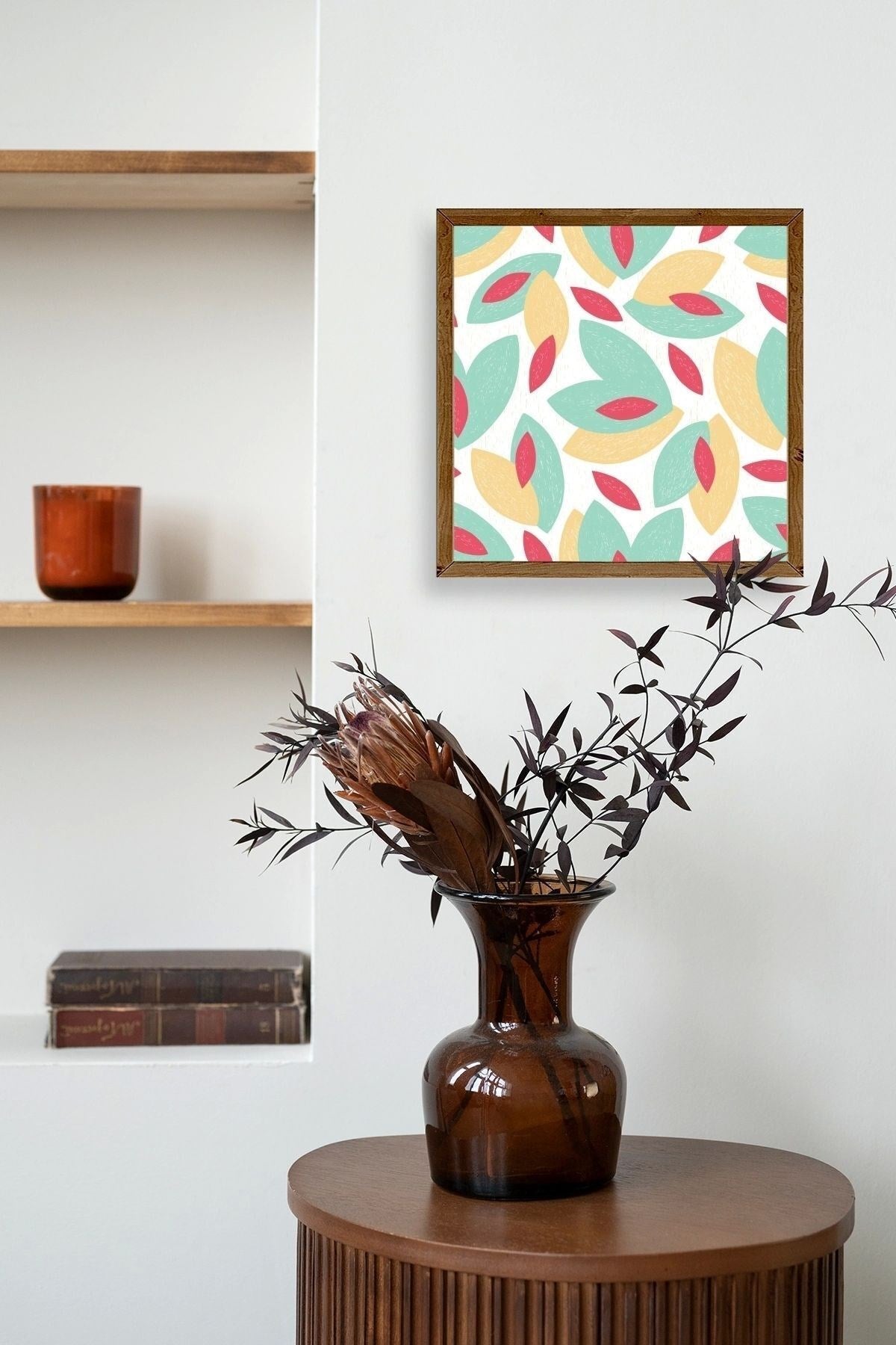 Yaprak Ahşap Çerçeveli Tablo 42 x 42