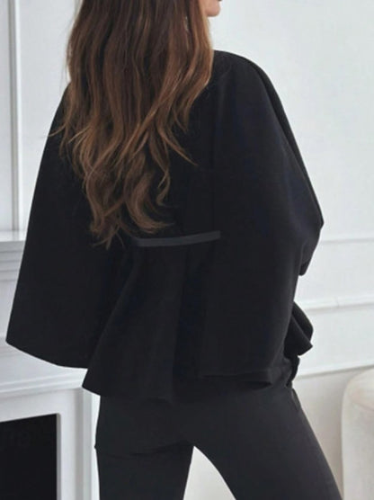 HAKİM YAKA KEMER DETAYLI siyah kemer secenekli KAŞE PANÇO kahve rengi kemer