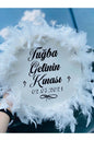 Kişiye Özel Tüylü Kına Gecesi Tefi,beyaz Tüylü Gelin Tefi, Kına Tefi (22 CM)