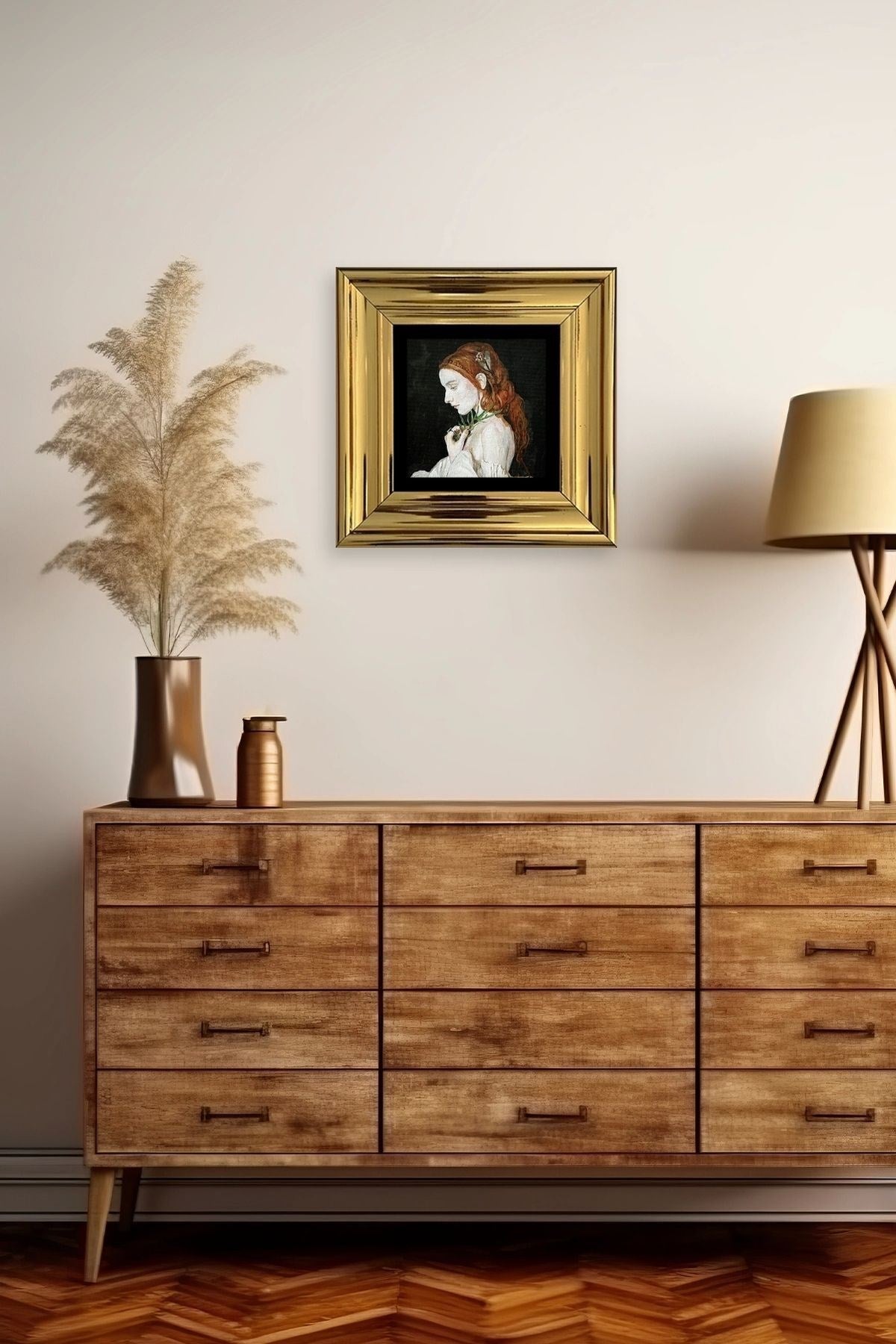 Kadın Çerçeveli Taş Tablo 20 cm