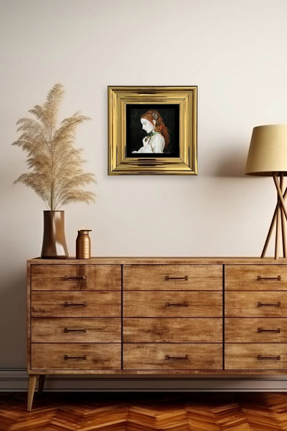 Kadın Çerçeveli Taş Tablo 20 cm