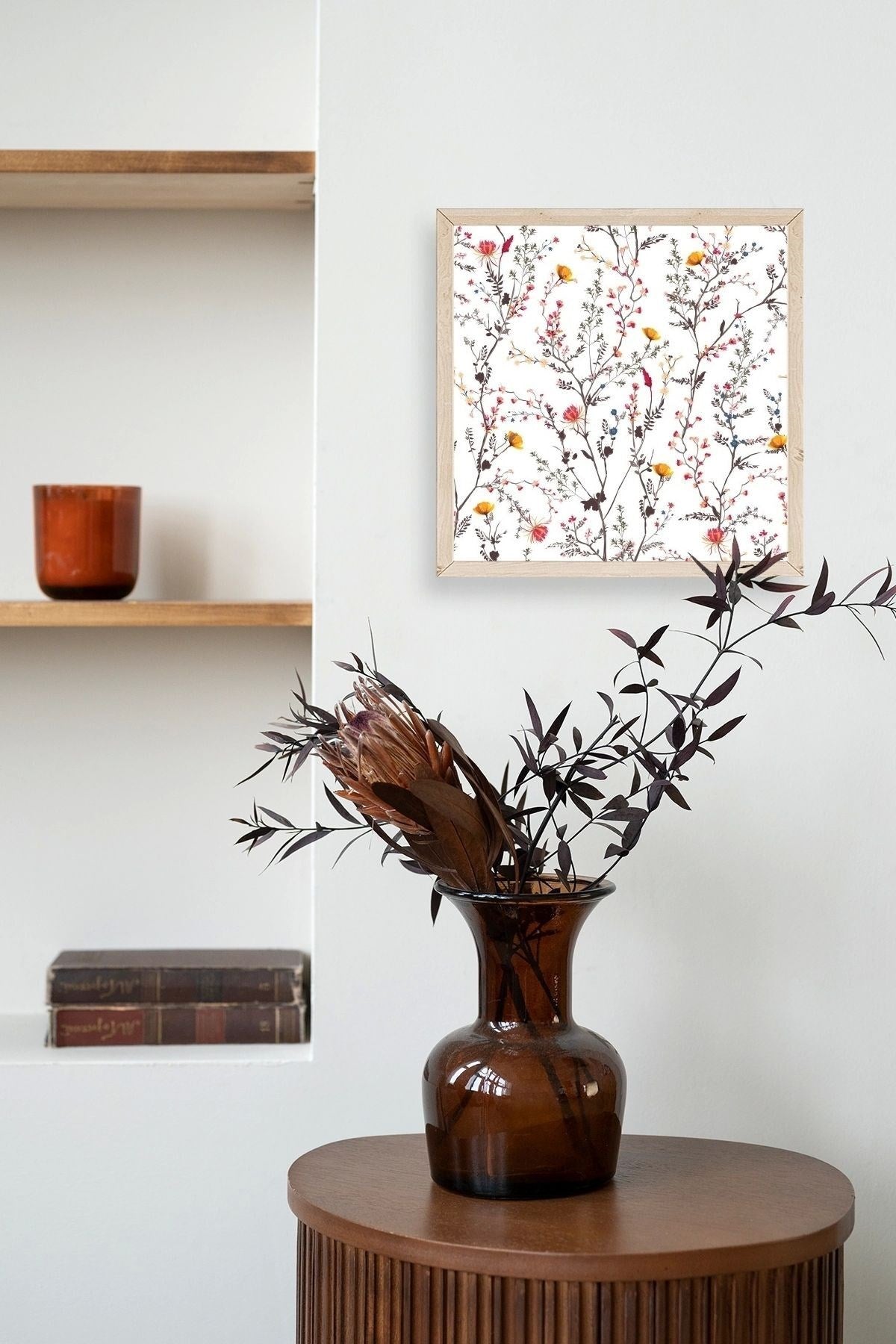 Yaprak Ahşap Çerçeveli Tablo 23 x 23