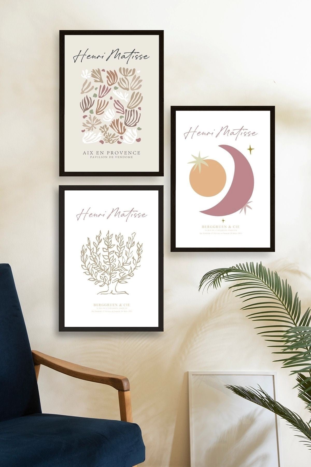 Matisse Üçlü Ahşap Çerçeveli Tablo 30 x 40