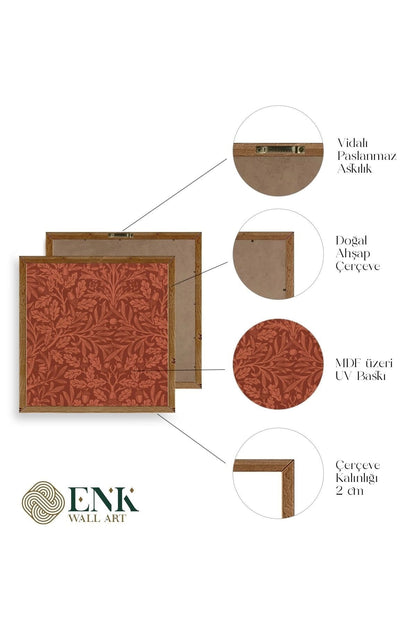 Yaprak Ahşap Çerçeveli Tablo 50 x 50