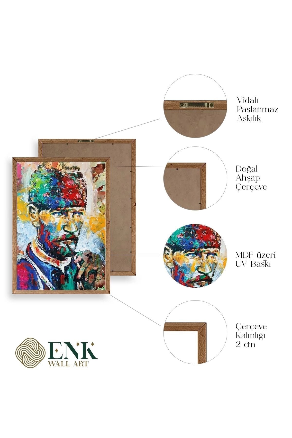 Atatürk Ahşap Çerçeveli Tablo 30 x 42