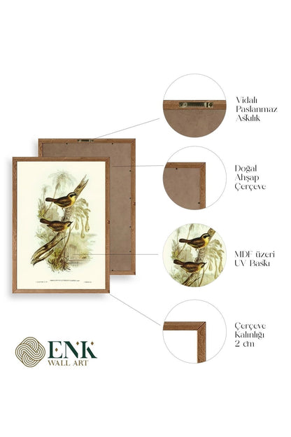 Kuşlar Ahşap Çerçeveli Tablo 50 x 70