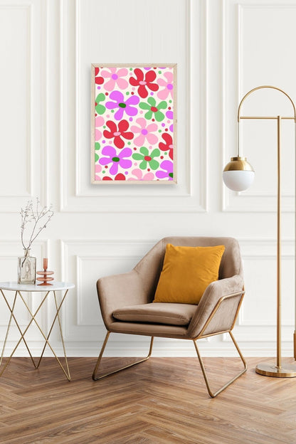 Çiçekler Ahşap Çerçeveli Tablo 30 x 42