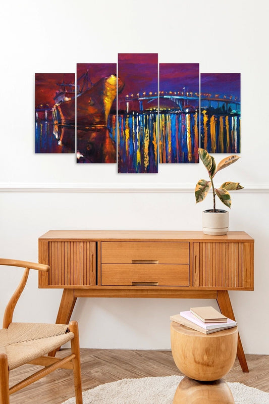 Deniz Manzarası 5 Parçalı Mdf Tablo 60 x 100