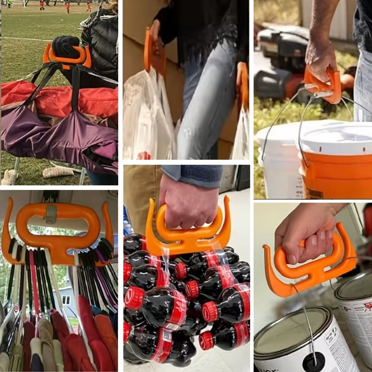 BUFFER® Ergonomik Poşet Taşıma Aparatı – Ağır Yük Taşıyıcı Tutacak, Elden Kesme Yapmayan Kolay Taşıma Kancası, Market ve Alışveriş Çantası Taşıyıcısı